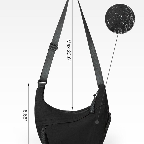 Nylon Crescent Crossbody Bags for Women, Checkered Crossbody Bag Lightweight Mul - Picture 6 of 6